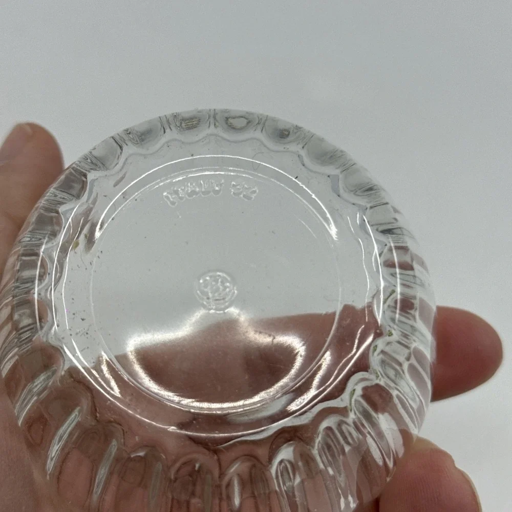 Crystal Glass Trinket Dish Etched Rose Lid Italian 2.5